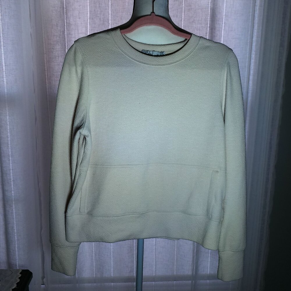 PRANA Sweatshirt Cropped Dream Terry Crew Beach Pebble - Cream NWOT M